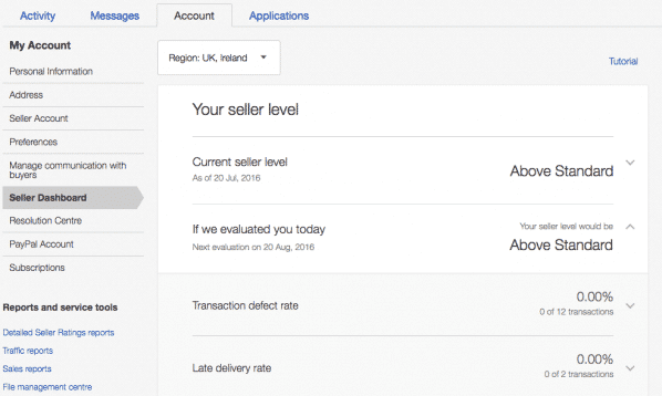 eBay Seller levels
