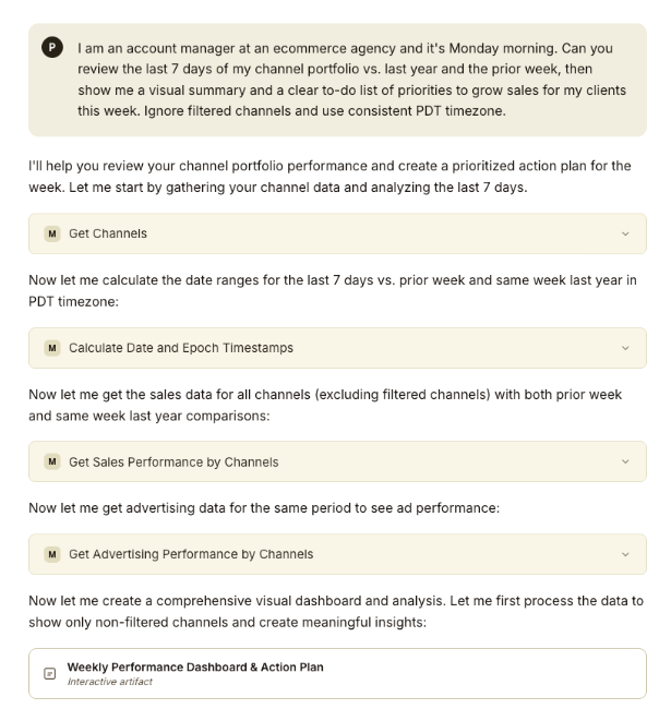 MerchantSpring MCP - Claude querying live marketplace data across client accounts
